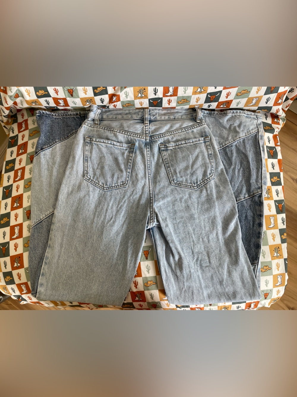 PacSun Women's Patchwork Light and Dark Blue 90’s Boyfriend Jeans - Picture 5 of 5